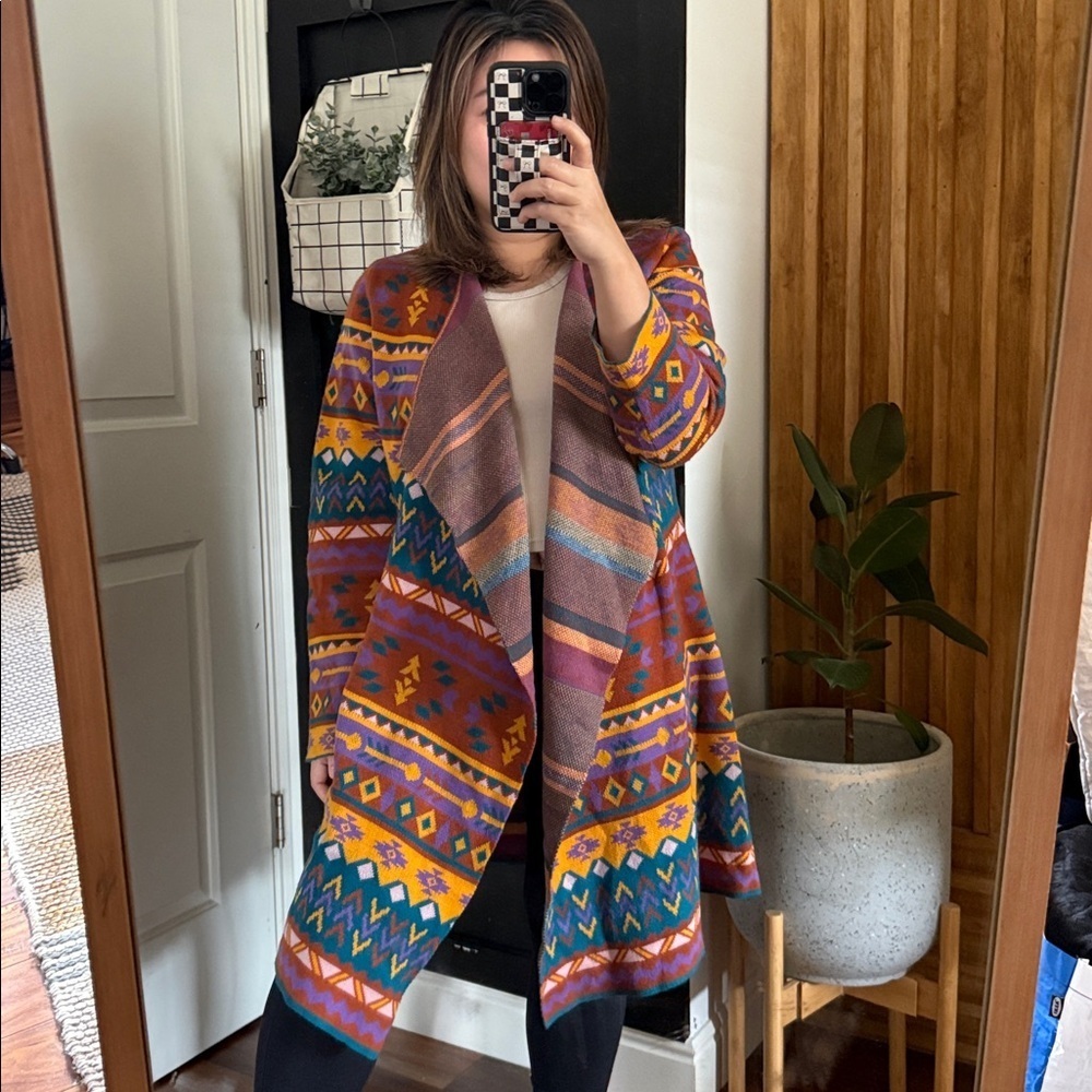 Savanna Jane The Bella Tarwin Aztec Cardigan Southwestern Open Front. M